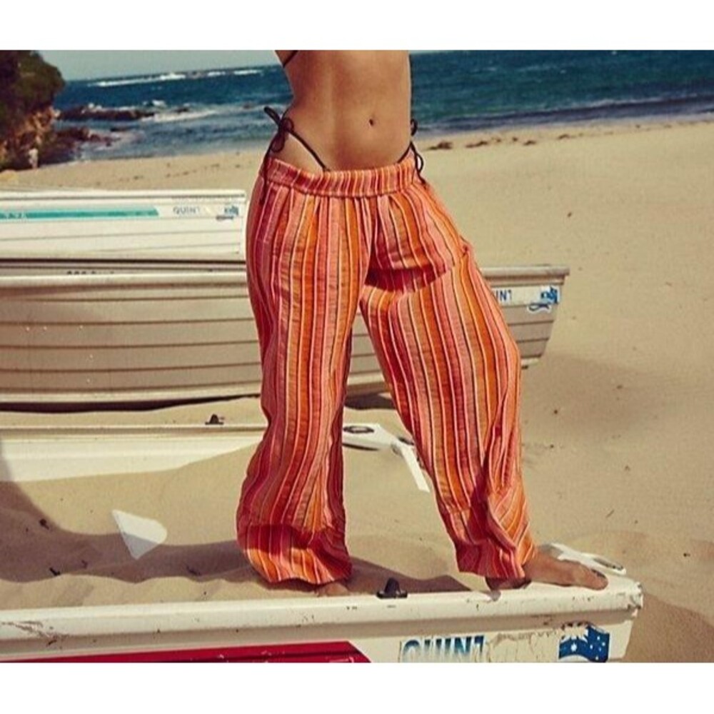 Free people Day's End Stripe Women's Pants Mid-Rise Wide-Leg Cotton S 290923